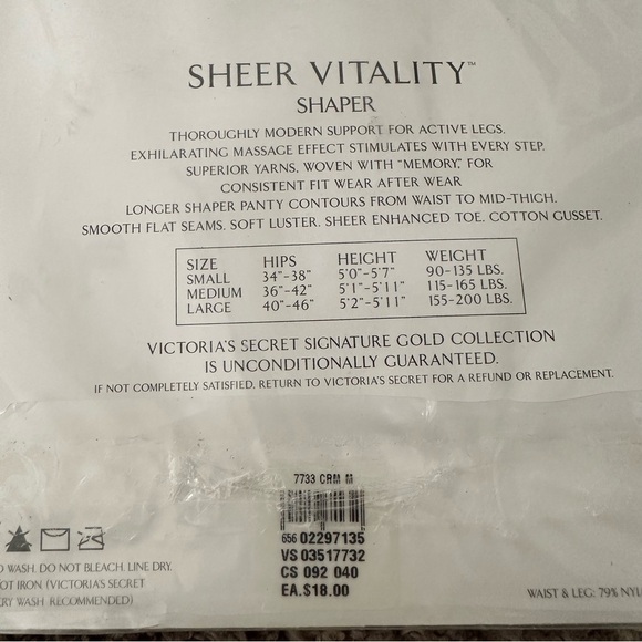 NWT Victorias Secret Signature Gold Collection Sheer Vitality Shaper Cream Med - Picture 5 of 5